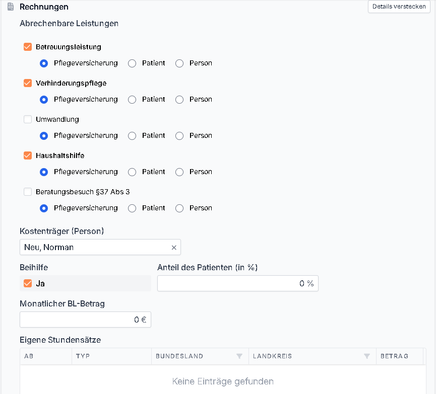 abrechenbare Leistungen definieren