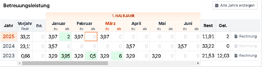 Zeiterfassung der Betreuungsleistung