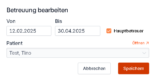 bestehenden Betreuungseintrag bearbeiten