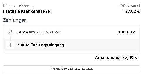 Die Funktion Neuer Zahlungseingang öffnen