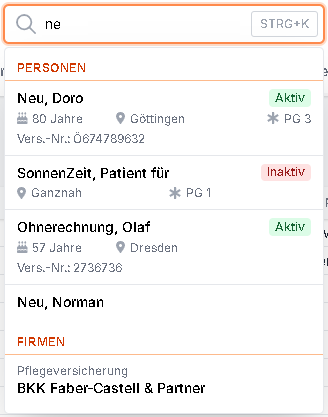 Organisationsweite Suchfunktion